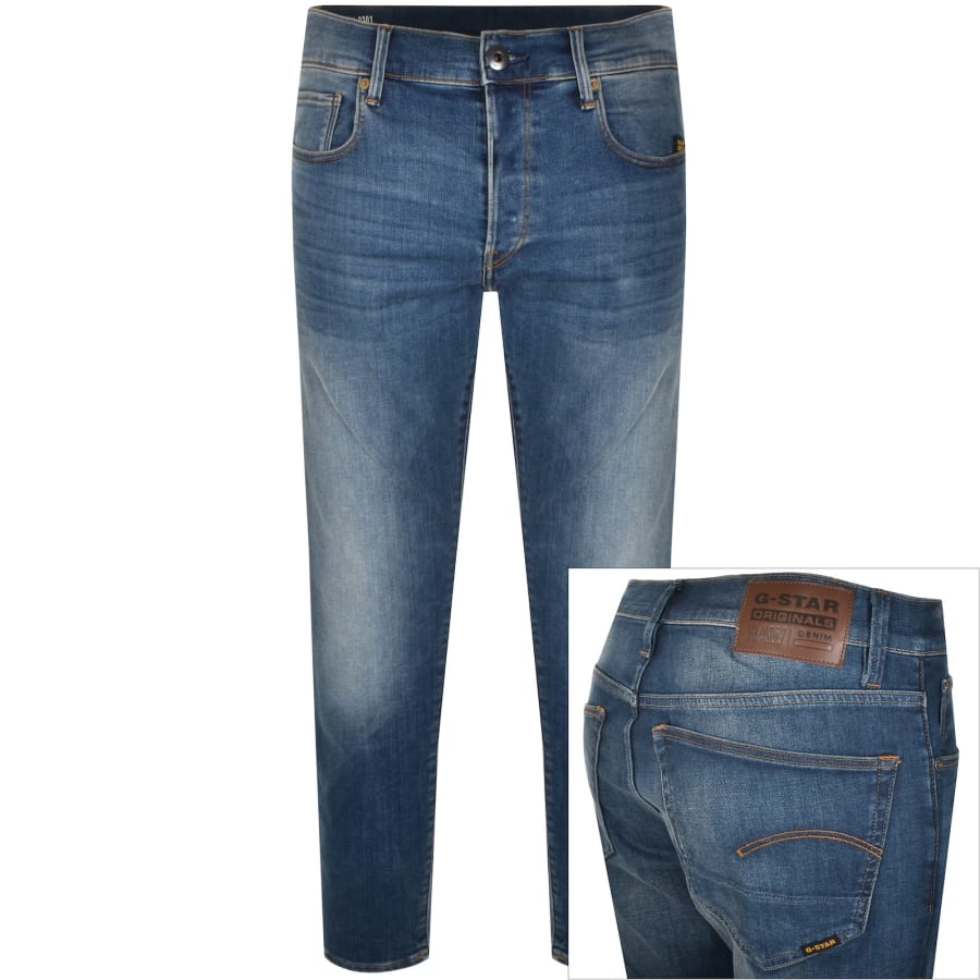 G-Star 3301 Slim Fit Jeans Mid Wash Blue | Mainline Menswear us